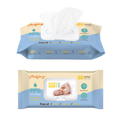 98 Percent Pure Water Baby Wipes For Sensitive Skin Newborns 80pcs