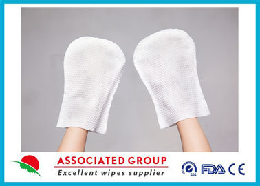 Arc Shaped 90 Gsm Wet Wash Glove Sewn Dot Embossed 50% Viscose 50% Polyester