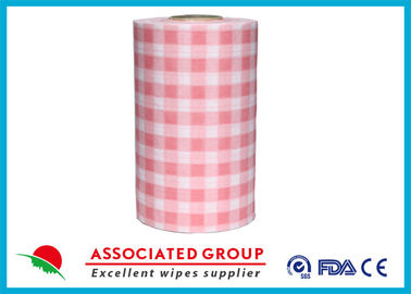 Plaid Pattern Spunlace Nonwoven Wipe Rolls In different Color , Breakpoint Available