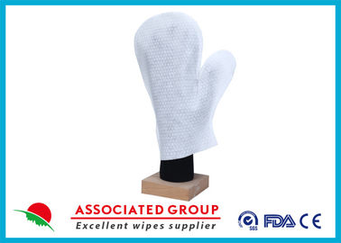 Thumb Shape Body Wet Wash Glove Big Pearl Dot Spunlace With Yarns Sewing