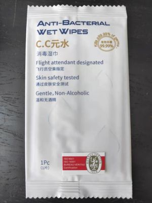 Flight Attendant Designated Anti-Bacterial Wet Wipes Gentle Non-Alcoholic