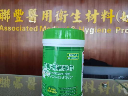 In Canister Lemon Flavor Kitchen Cleaning Wet Wipes 60g Small Dot Nonwoven Fabric