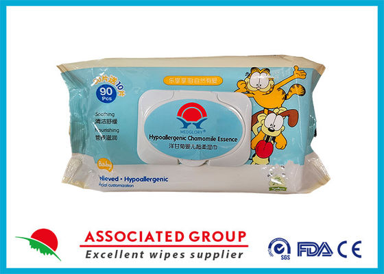 90 pcs di asciugamani bagnati per bambini naturali degradabili con essenza di camomilla ipoallergenica